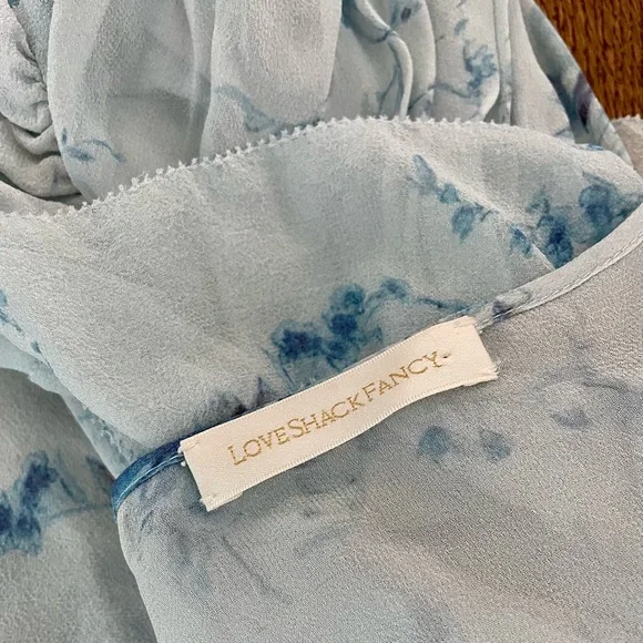 Beautiful Timeless LoveShackFancy SILK Floral Romantic Blouse Ruffle sleeves too - Picture 5 of 6